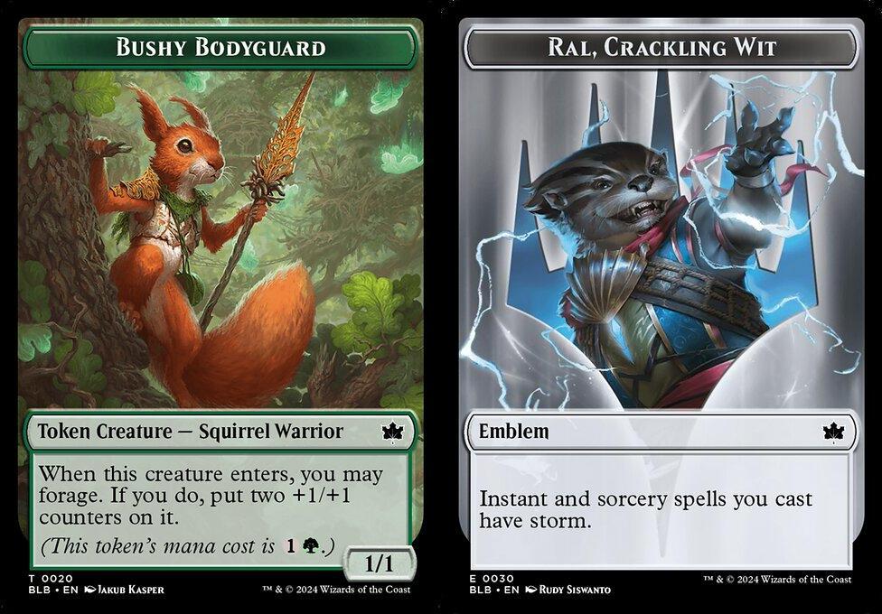 Bushy Bodyguard (0020) // Ral, Crackling Wit Emblem (0030) Double-Sided Token - Foil