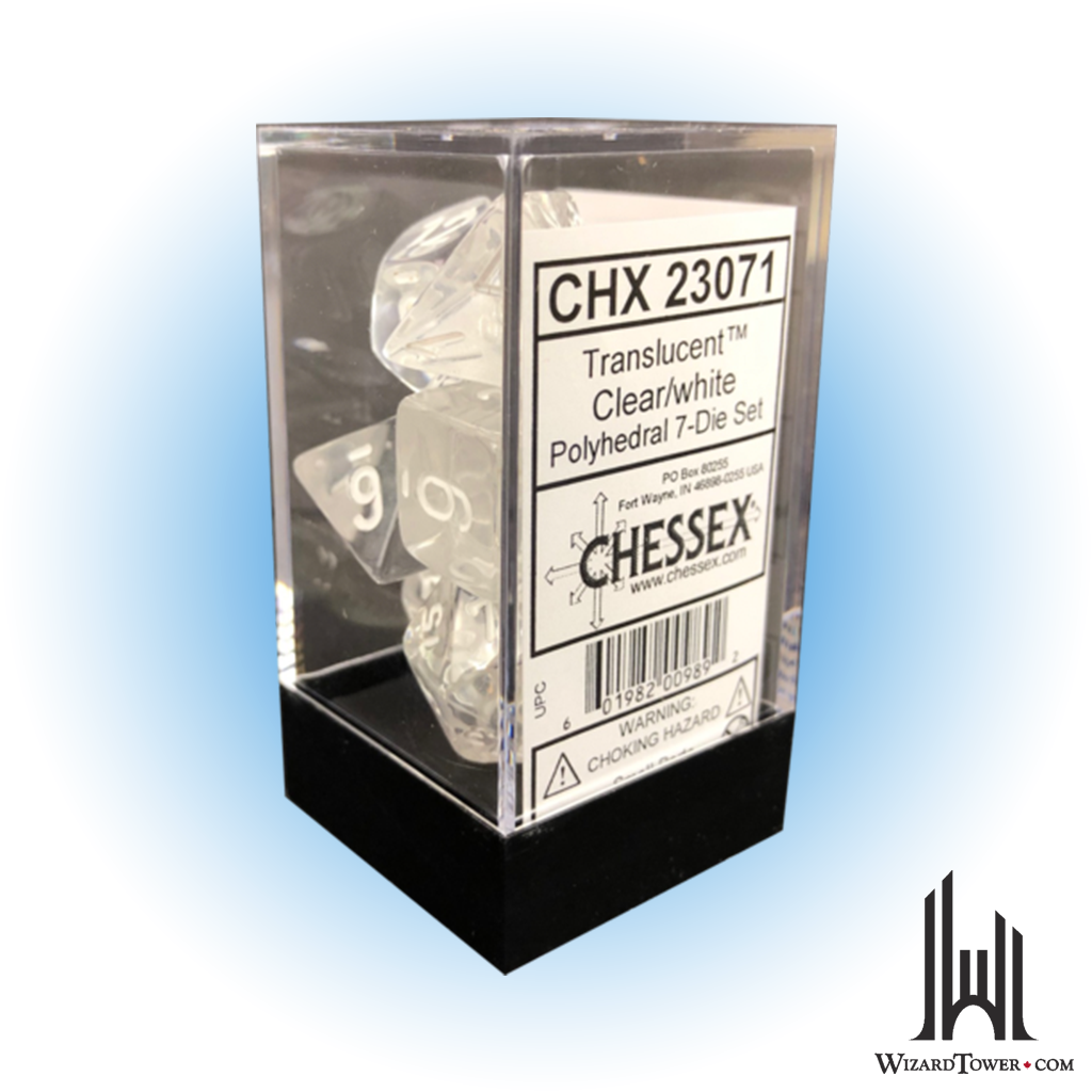 Dice Set - Translucent Clear / White 7ct