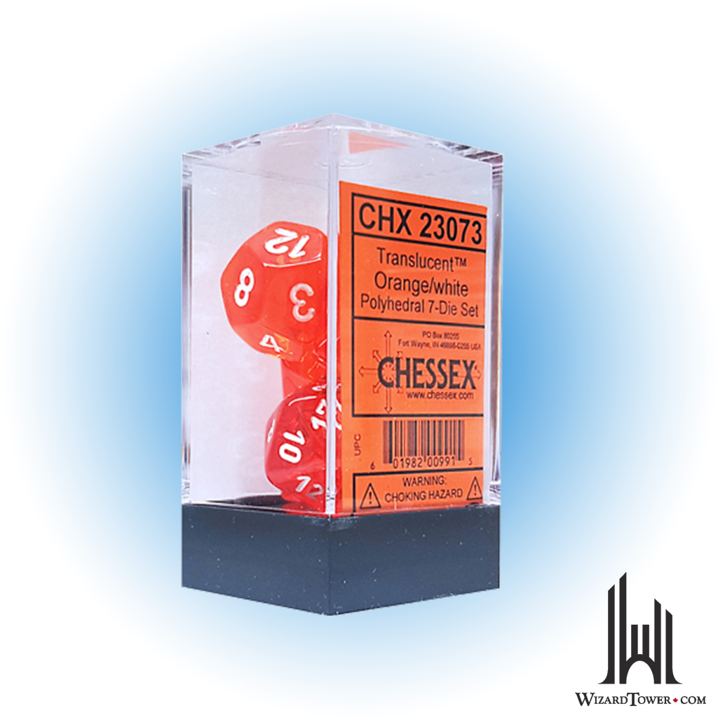 Dice Set - Translucent Orange / White 7ct