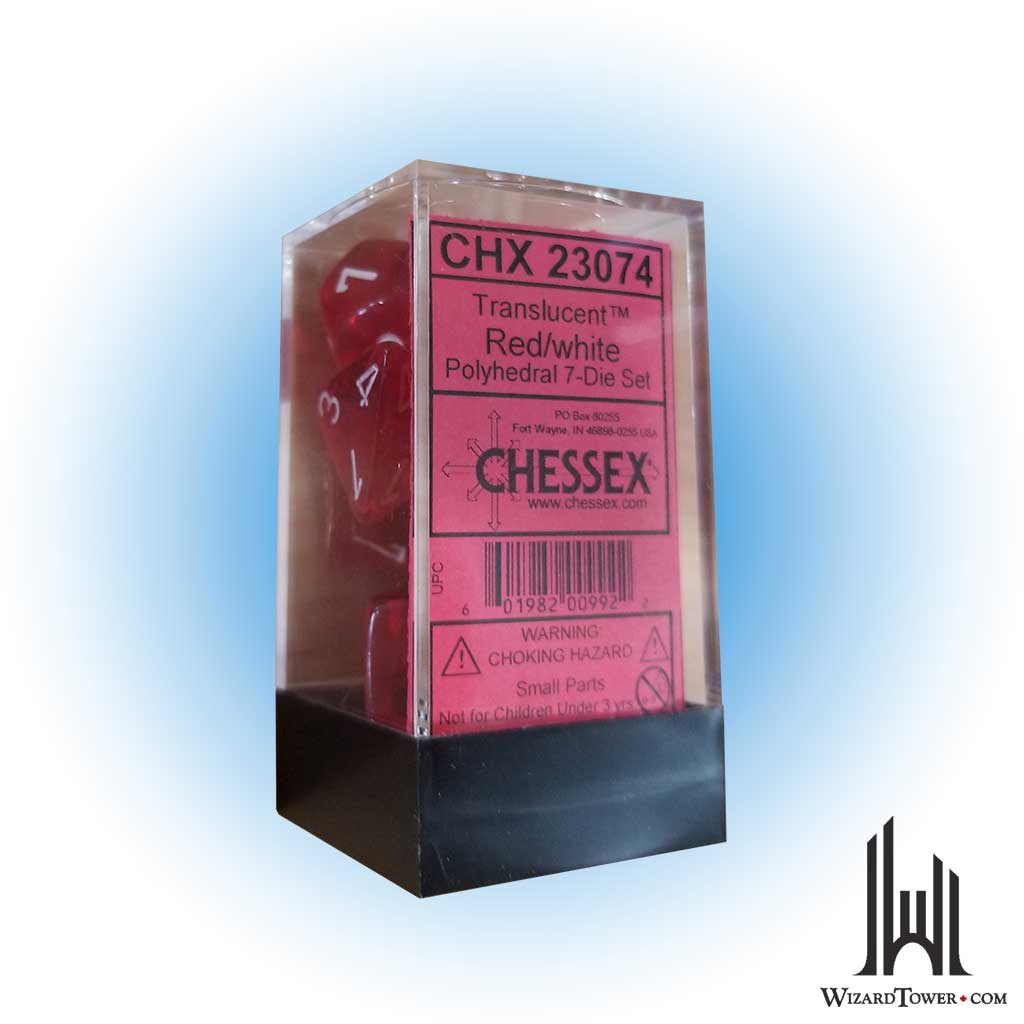 Dice Set - Translucent Red / White 7ct