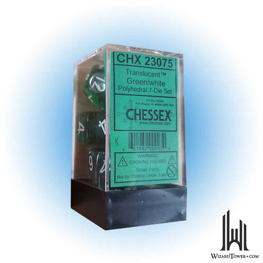 Dice Set - Translucent Green / White 7ct