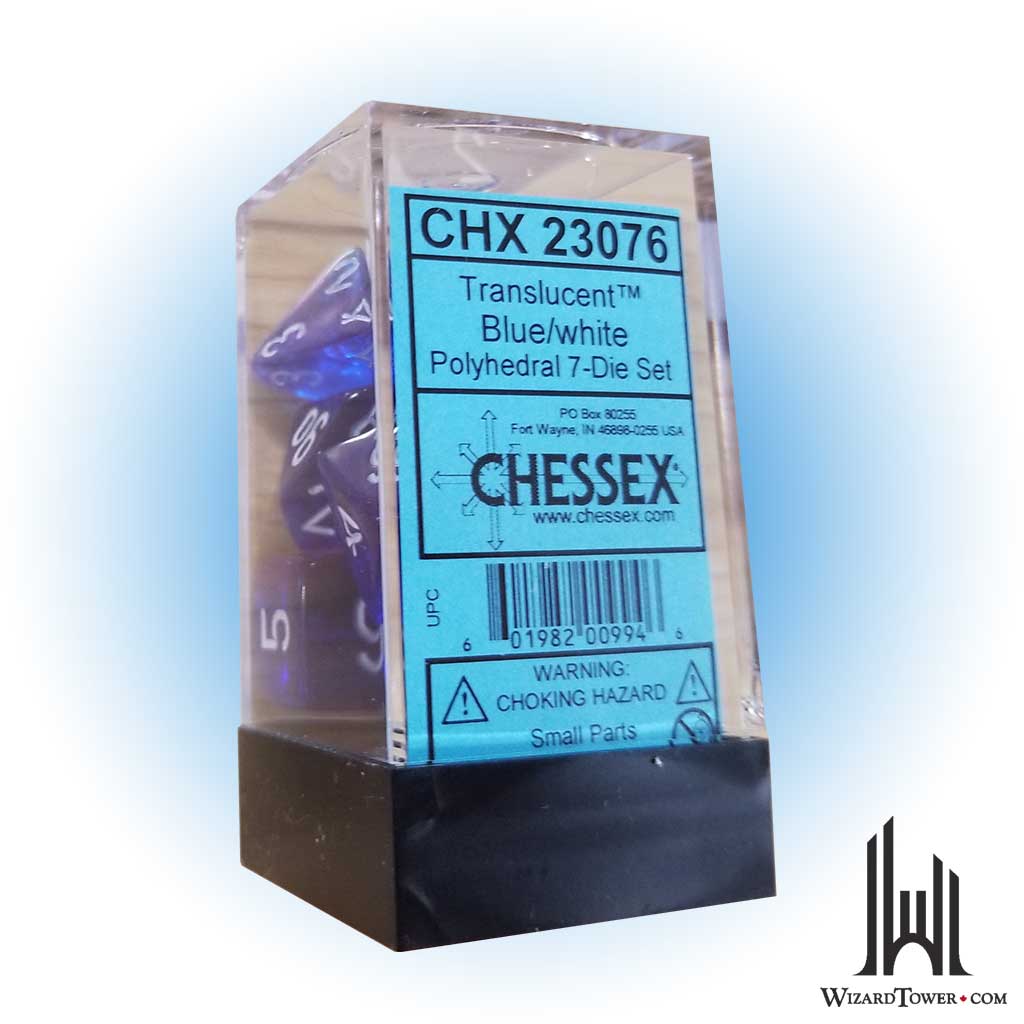 Dice Set - Translucent Blue / White 7ct