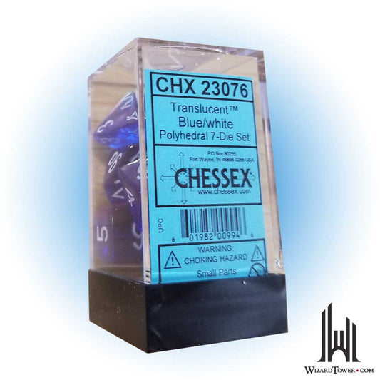 Dice Set - Translucent Blue / White 7ct