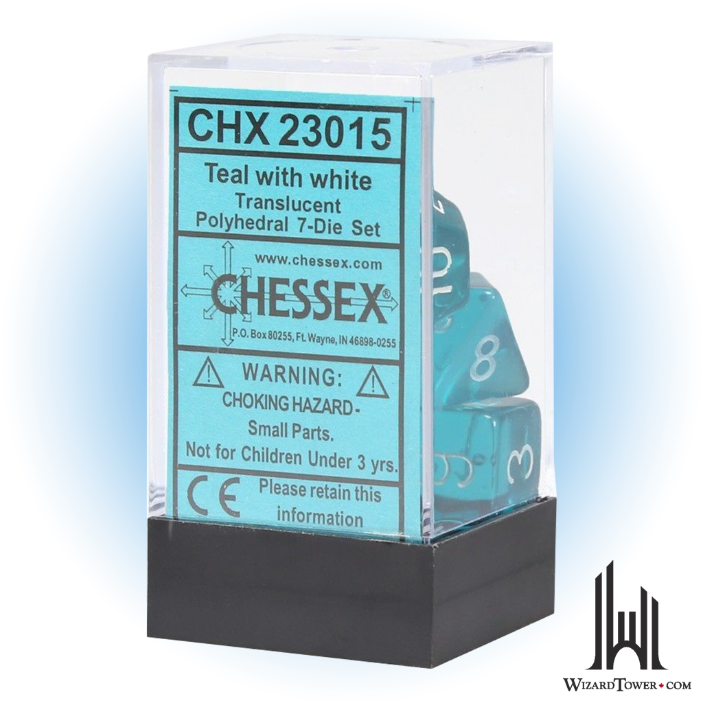 Dice Set - Translucent Teal / White 7ct