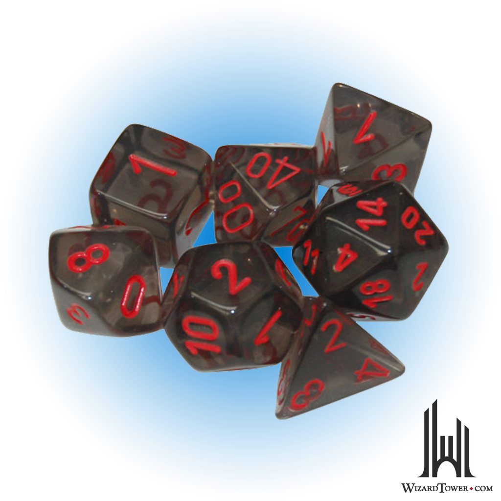 Dice Set - Translucent Smoke / Red 7ct