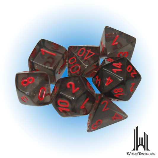 Dice Set - Translucent Smoke / Red 7ct
