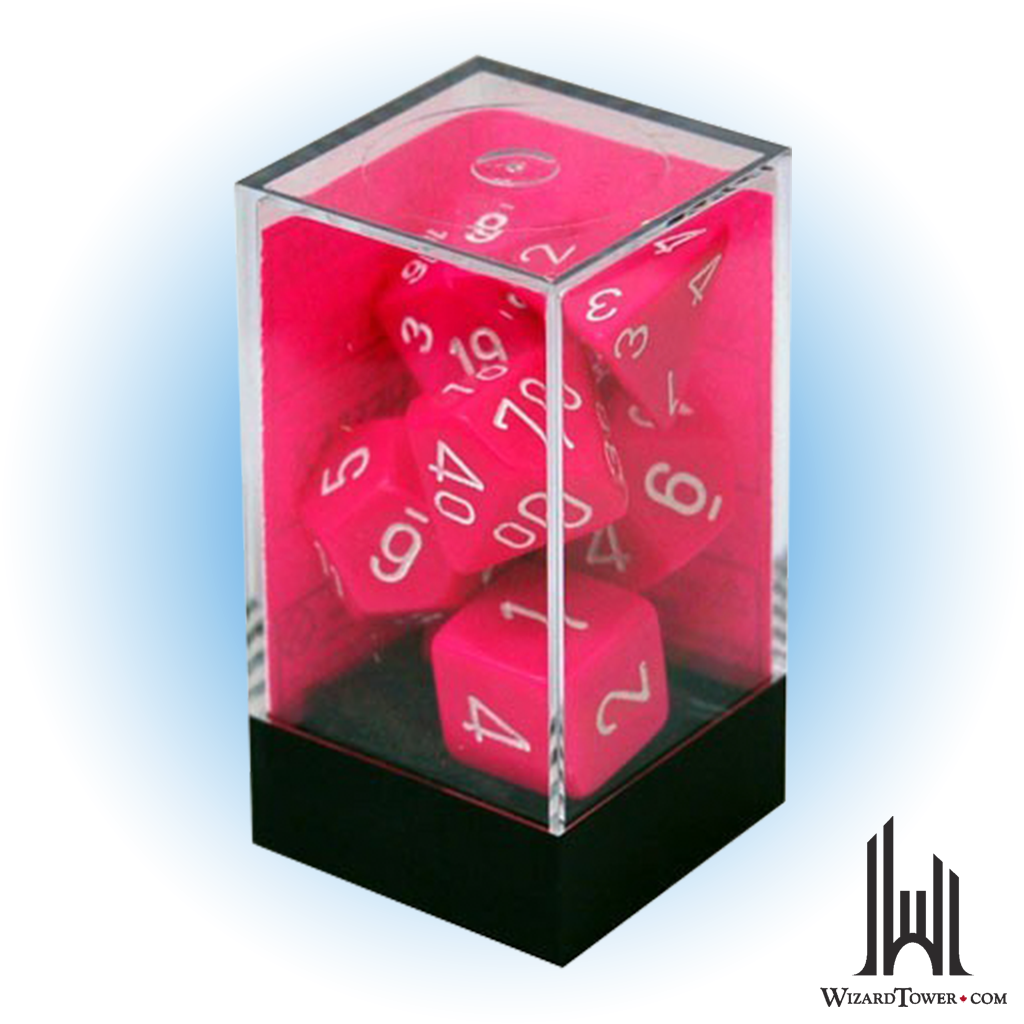 Dice Set - Opaque Pink / White 7ct