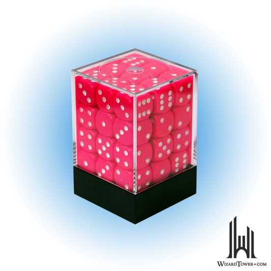Dice Set - Opaque Pink / White 12mm d6 36ct