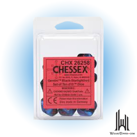 Dice Set - Gemini Black-Starlight / Red d10 10ct