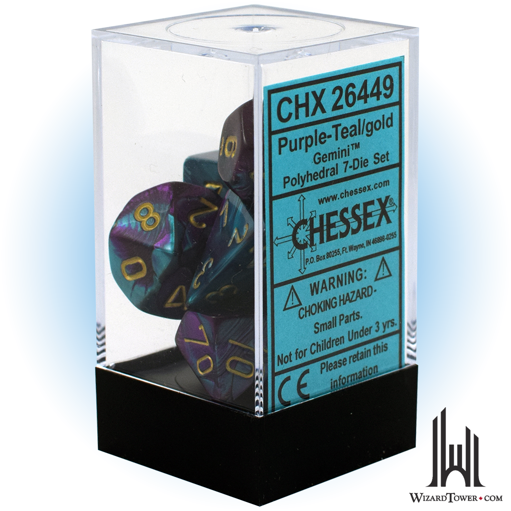Dice Set - Gemini Purple-Teal / Gold 7ct