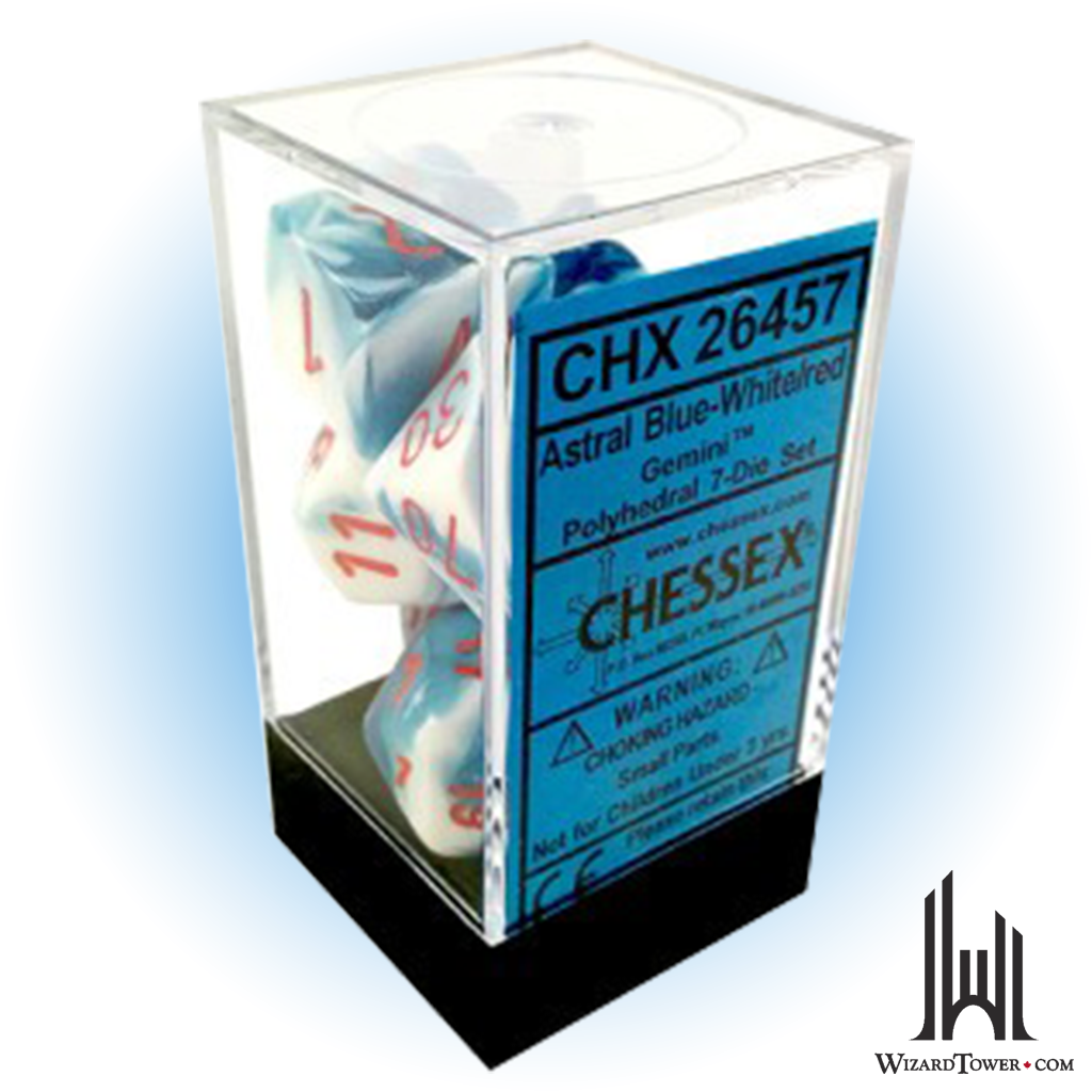 Dice Set - Gemini Astral Blue-White / Red 7ct