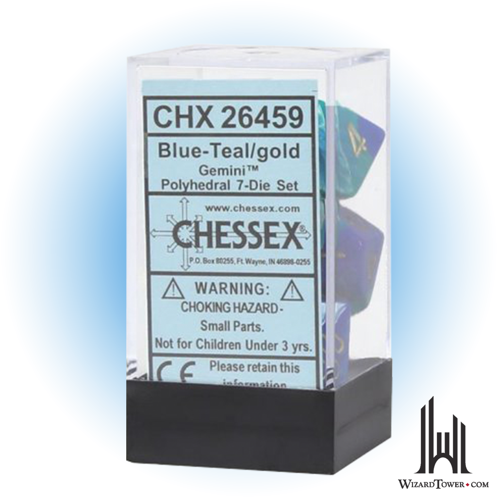 Dice Set - Gemini Blue-Teal / Gold 7ct