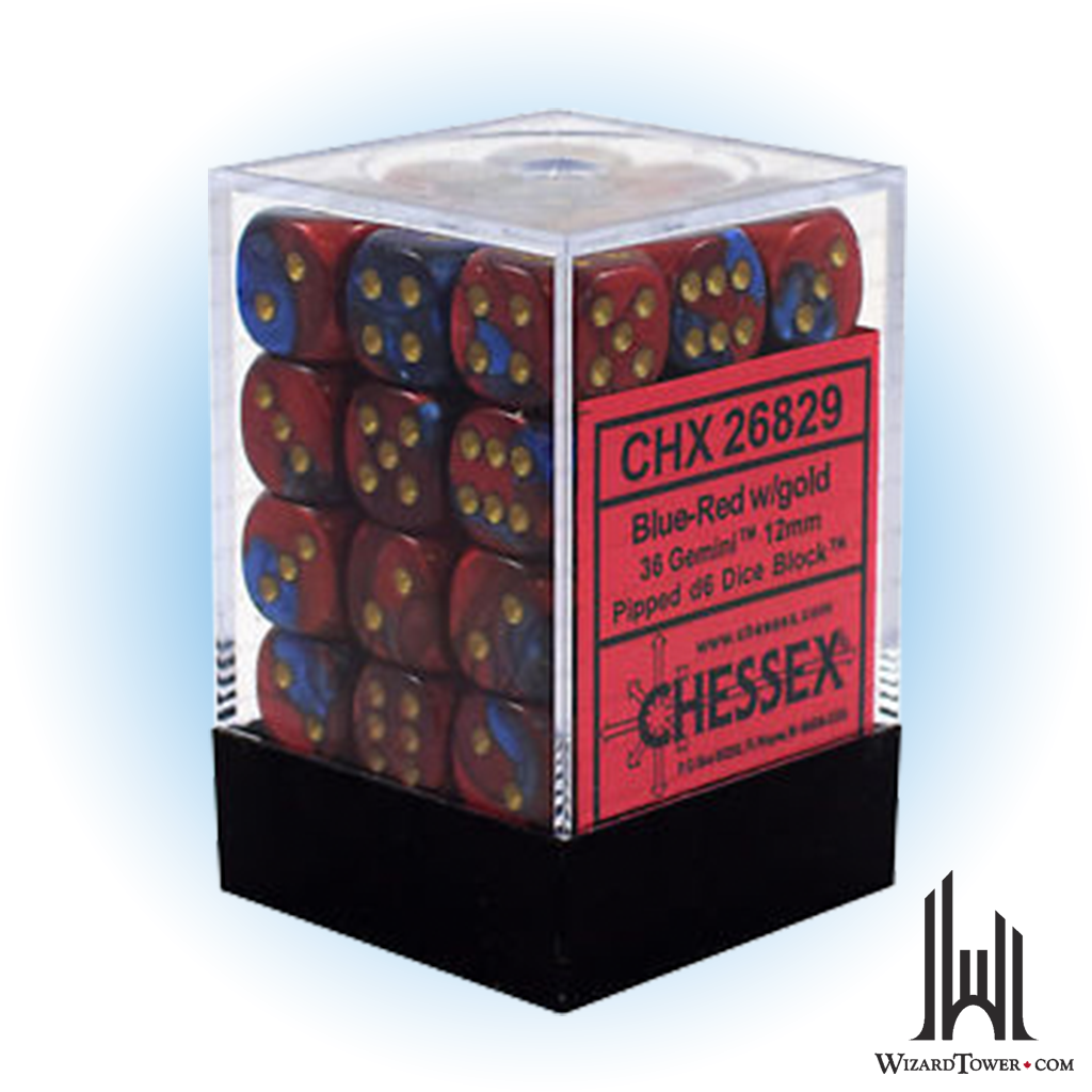 Dice Set - Gemini Blue-Red / Gold 12mm d6 36ct