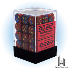 Dice Set - Gemini Blue-Red / Gold 12mm d6 36ct