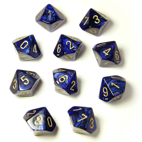 Dice Set - Royal Blue / Gold d10 10ct