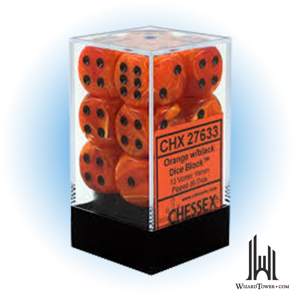 Dice Set - Vortex Orange / Black 16mm d6 12ct