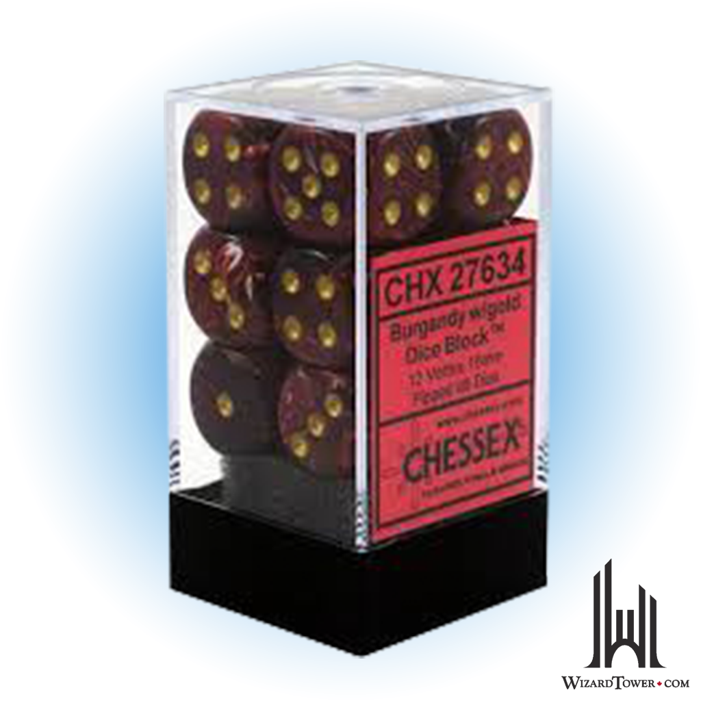 Dice Set - Vortex Burgundy / Gold 16mm d6 12ct