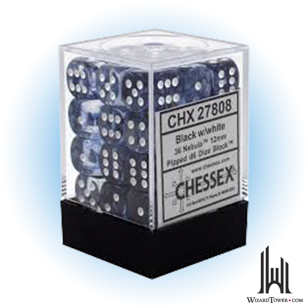 Dice Set - Nebula Black / White 12mm d6 36ct