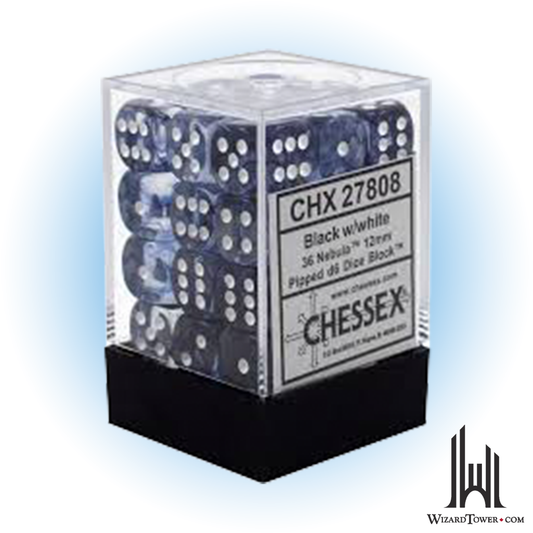 Dice Set - Nebula Black / White 12mm d6 36ct