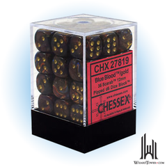 Dice Set - Scarab Blue Blood / Gold 12mm d6 36ct