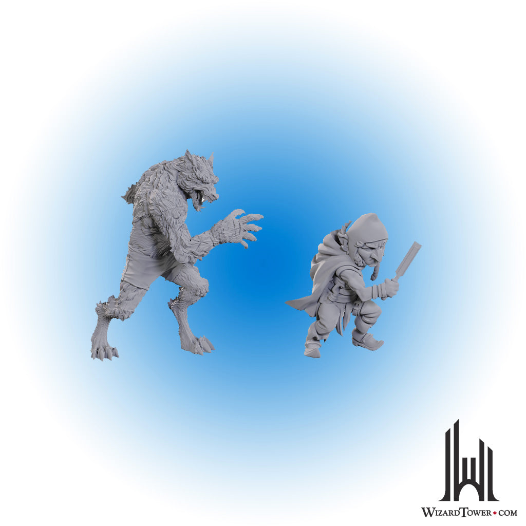 Unpainted Miniature - Critical Role - Chetney Pock O'Pea and Werewolf