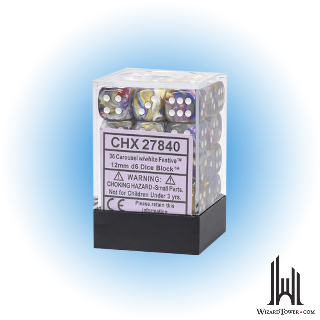 Dice Set - Festive Carousel / White 12mm d6 36ct