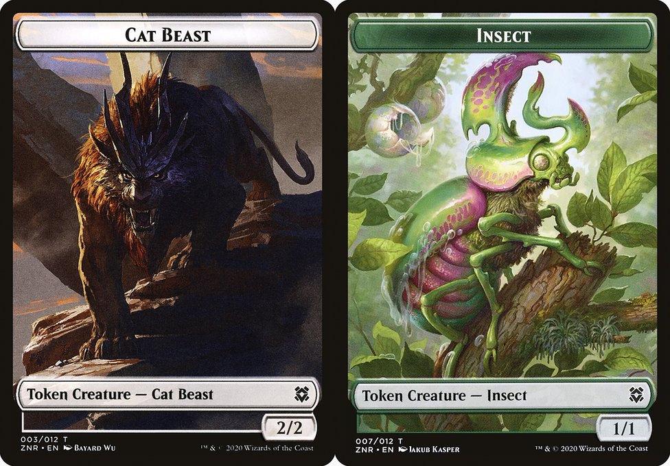 Cat Beast (003) // Insect (007) Double-Sided Token - Foil