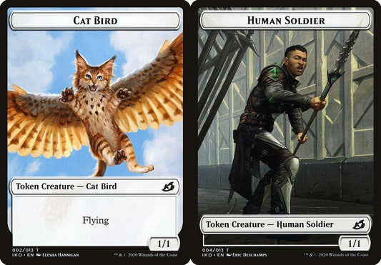 Cat Bird (002) // Human Soldier (004) Double-Sided Token - Foil