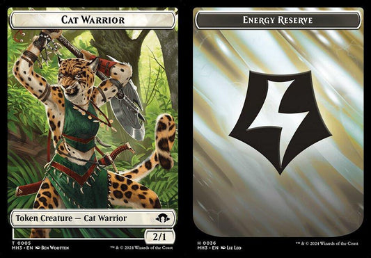 Cat Warrior (0005) // Energy Reserve (0036) Double-Sided Token