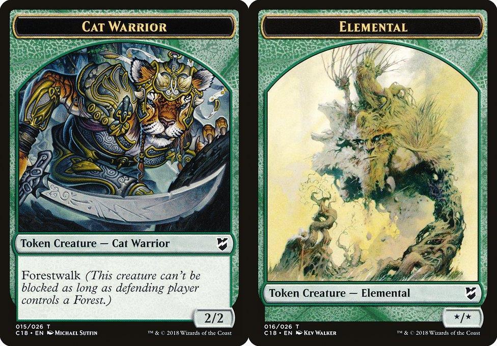 Cat Warrior (015) // Elemental (016) Double-Sided Token