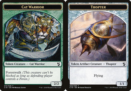 Cat Warrior (015) // Thopter (026) Double-Sided Token