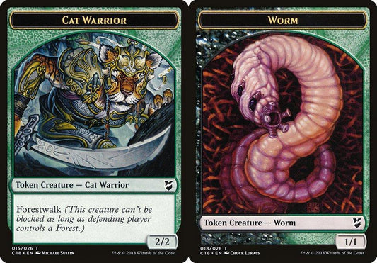 Cat Warrior (015) // Worm (018) Double-Sided Token
