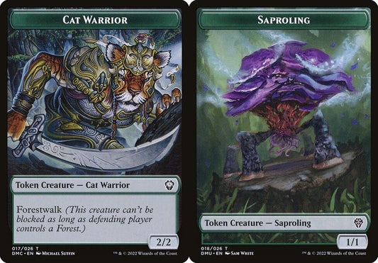 Cat Warrior (017) // Saproling (018) Double-Sided Token - Foil