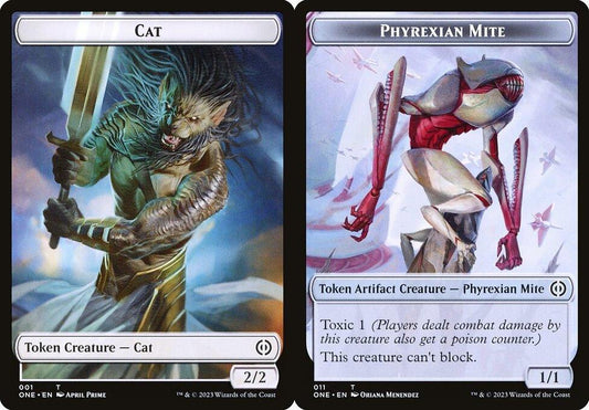 Cat (001) // Phyrexian Mite (011) Double-Sided Token - Foil