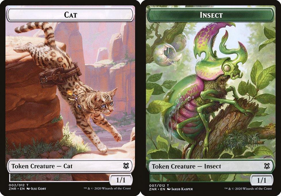 Cat (002) // Insect (007) Double-Sided Token - Foil