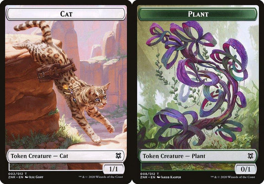 Cat (002) // Plant (008) Double-Sided Token - Foil