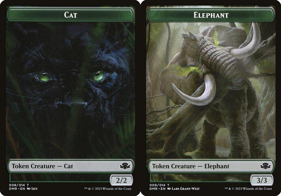 Cat (008) // Elephant (009) Double-Sided Token - Foil