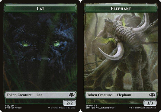 Cat (008) // Elephant (009) Double-Sided Token - Foil