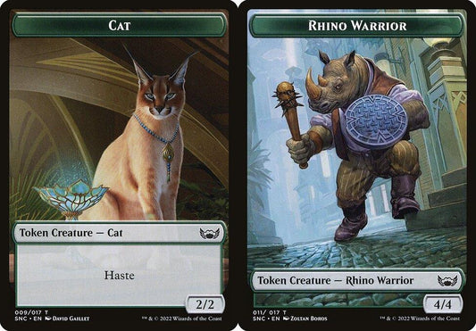Cat (009) // Rhino Warrior (011) Double-Sided Token - Foil