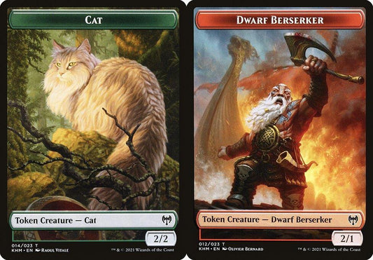 Cat (014) // Dwarf Berserker (012) Double-Sided Token - Foil