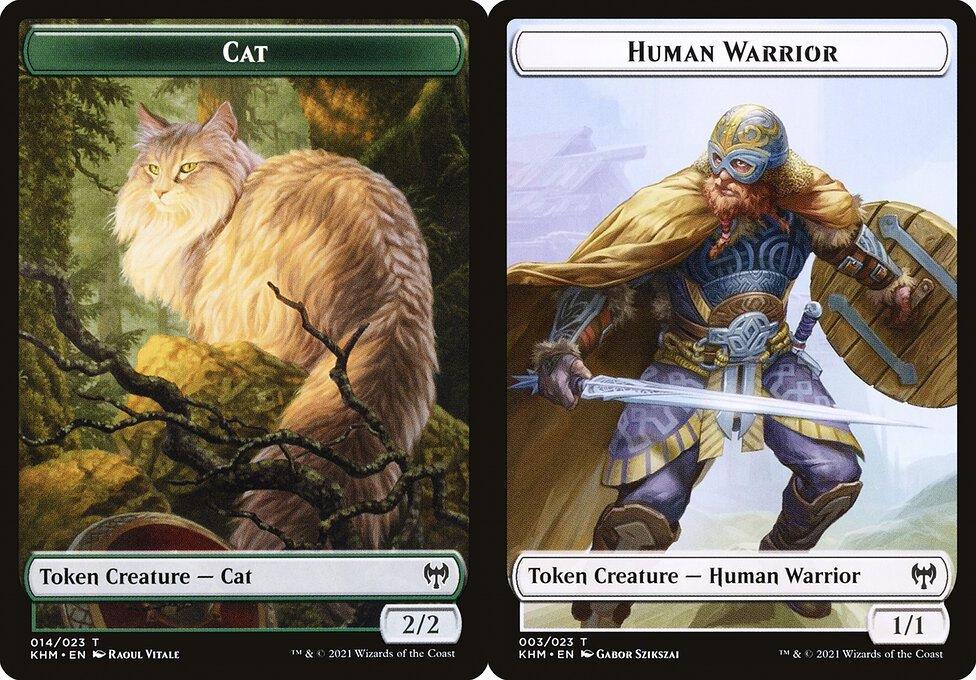 Cat (014) // Human Warrior (003) Double-Sided Token - Foil