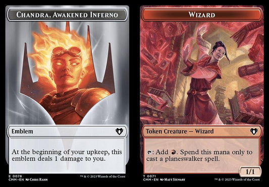 Chandra, Awakened Inferno Emblem (0078) // Wizard (0071) Double-Sided Token