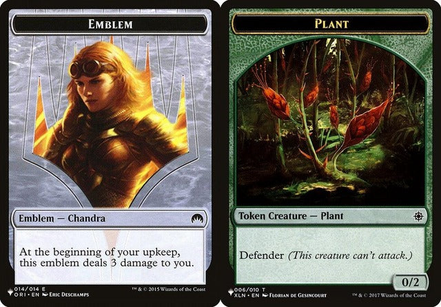 Chandra, Roaring Flame Emblem (014) // Plant (006) Double-Sided Token (PLST)