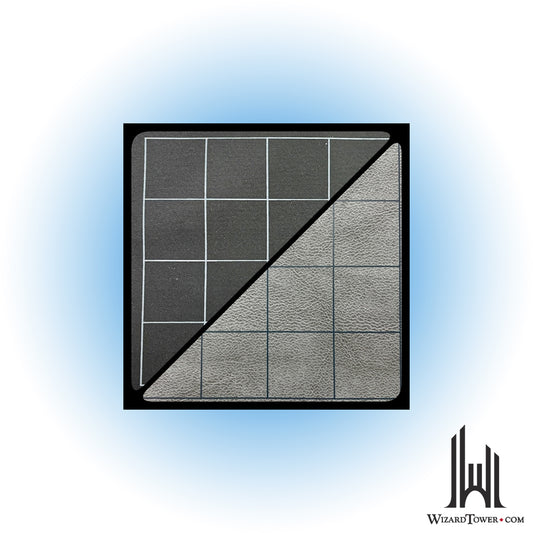 Gaming Mat - 1" Square Reversible Black / Grey Battle Mat 26" x 23.5"