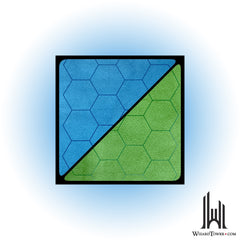 Gaming Mat - 1" Hex Reversible Blue / Green Mega Mat 34.5" x 48"