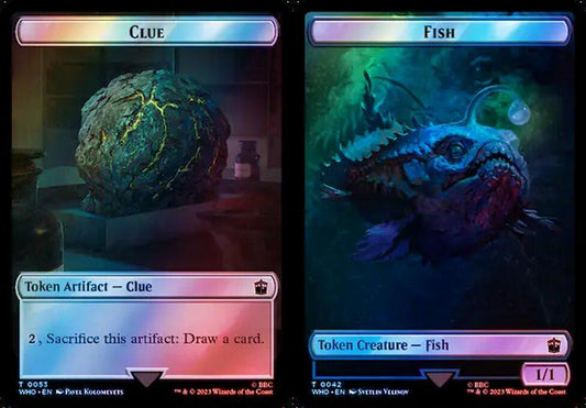 Clue (0053) // Fish (0042) Double-Sided Token - Surge Foil
