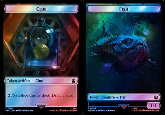 Clue (0055) // Fish (0042) Double-Sided Token - Surge Foil