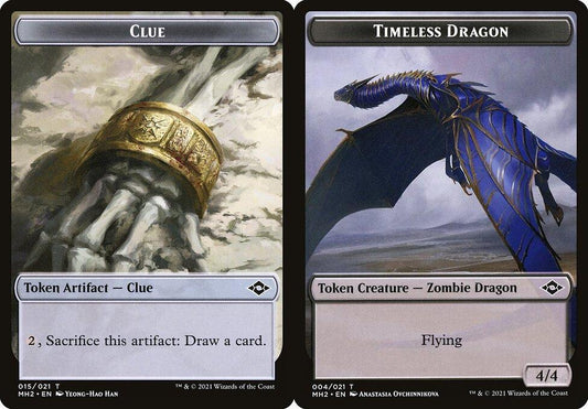 Clue (015) // Timeless Dragon (004) Double-Sided Token - Foil