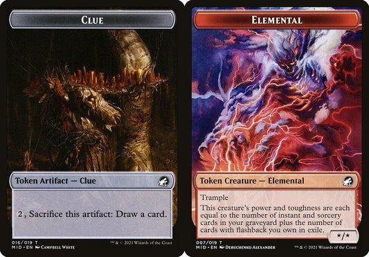 Clue (016) // Elemental (007) Double-Sided Token - Foil