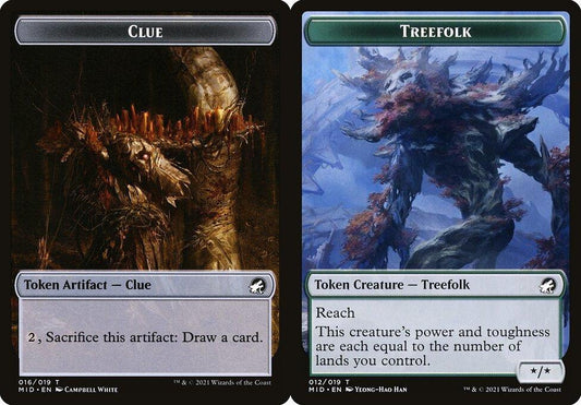 Clue (016) // Treefolk (012) Double-Sided Token - Foil